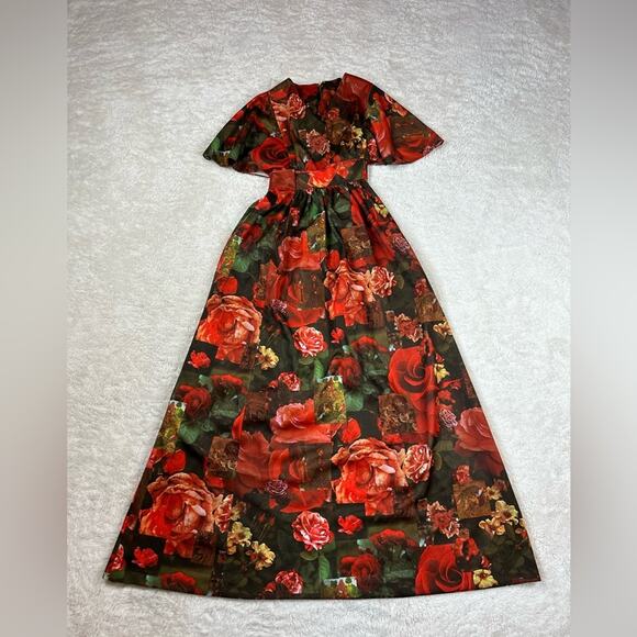 Vintage unbranded rose and graphic print maxi dress, size med - Picture 3 of 13